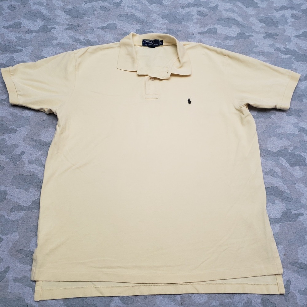 Vintage Polo Ralph Lauren Shirt Mens XL Yellow Short‎ Sleeve Casual